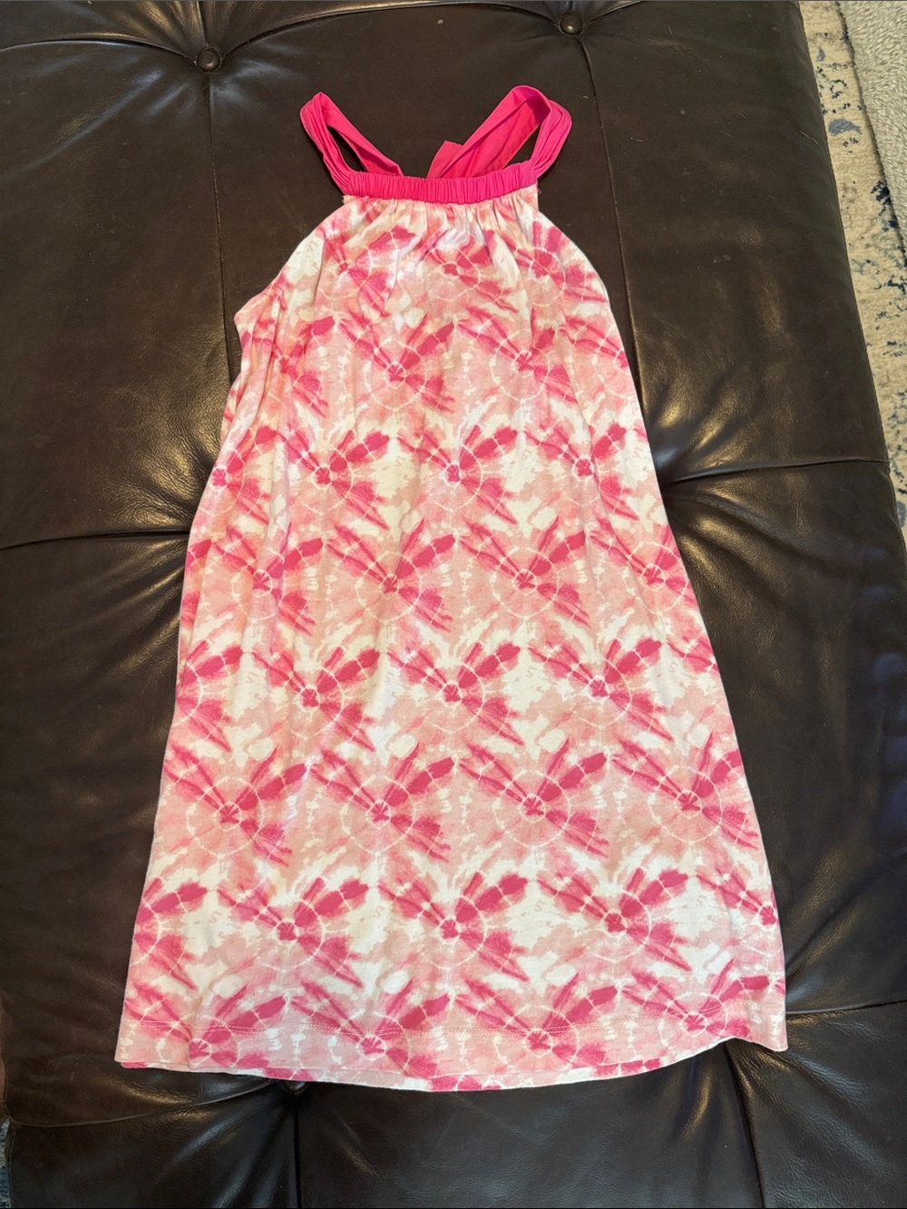 Crewcuts Pink and White Tie-Dye Halter maxi Dress with bow on back
